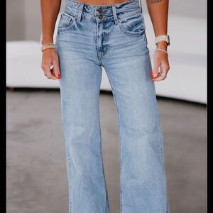 Petra153 Wide-Leg High-Waisted Blue Women's Jeans